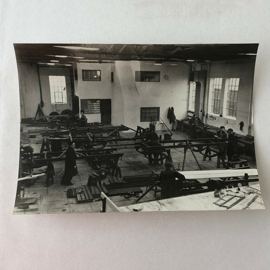 Antique Vintage Photograph of a Factory with Workers - Denmark Ergo Trailer ? 