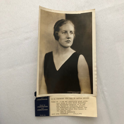 Press Photo Photograph Beautiful Debutante Woman 1931 Elsie Tuckerman Washington