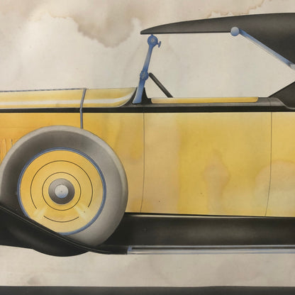 Antique Automobile Car Illustration Art Signed and Dated 1929