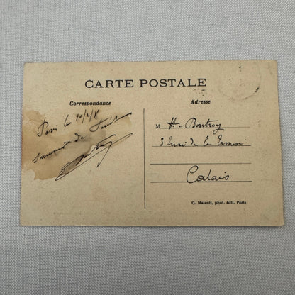 Vintage Zeppelin Airship Dirigible Postcard Post Card French Militay Paris