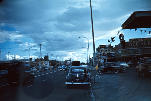 35mm Slide Vintage Image California Street Scene Cars Fisk Tire Sign