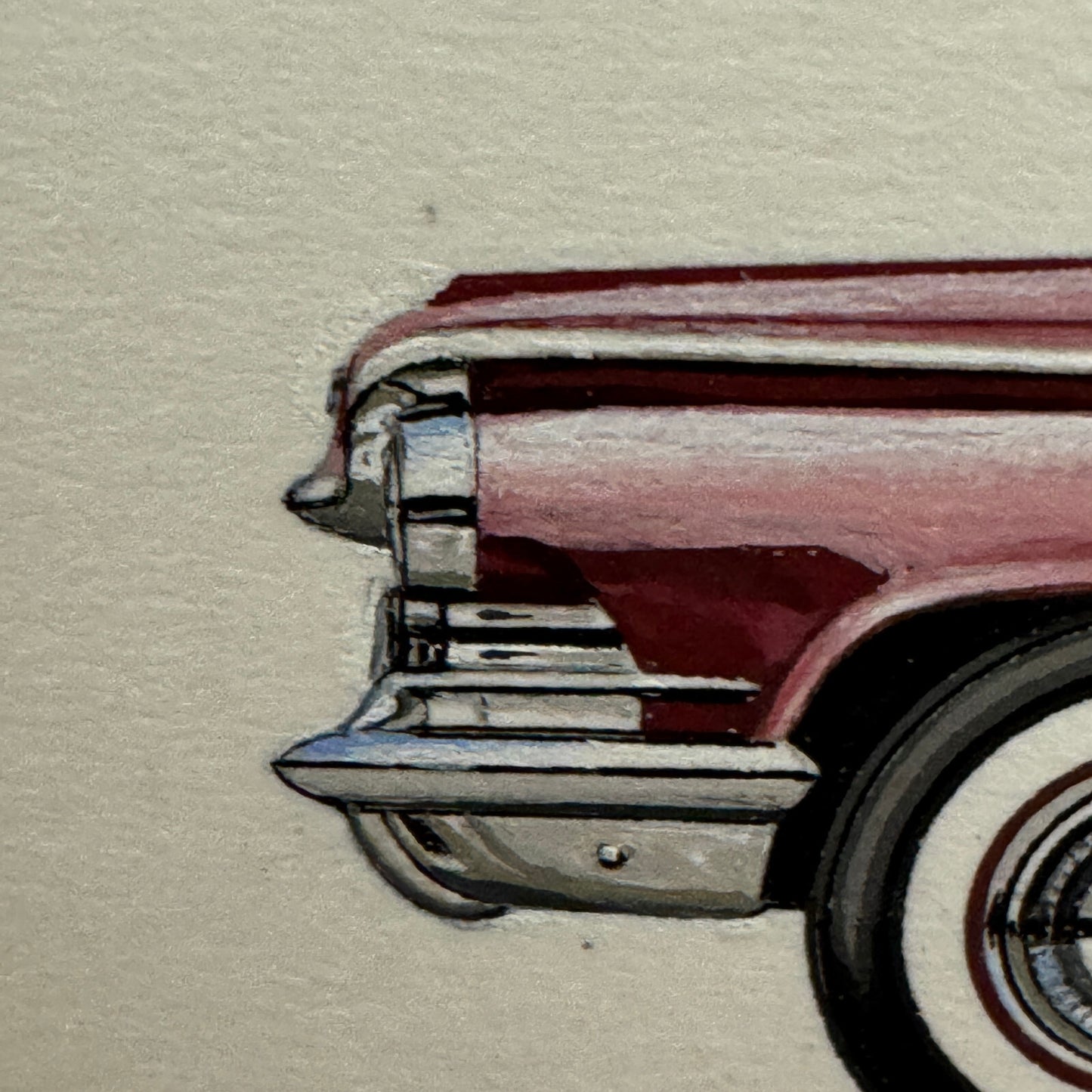 1959 Buick LeSabre Convertible Car Illustration Art Drawing Vintage Miniature