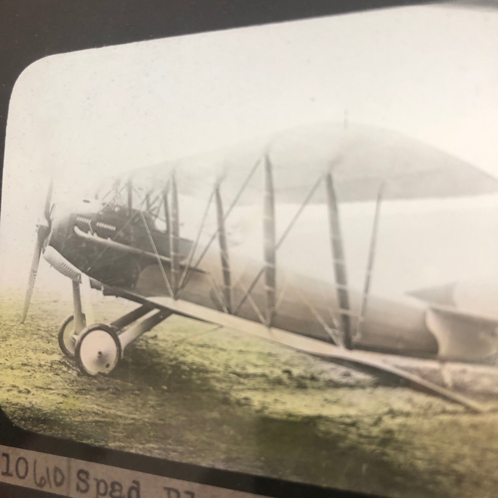 Antique Glass Plate Lantern Slide Early Airplane Aircraft Plane SPAD