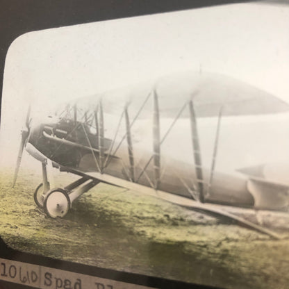 Antique Glass Plate Lantern Slide Early Airplane Aircraft Plane SPAD