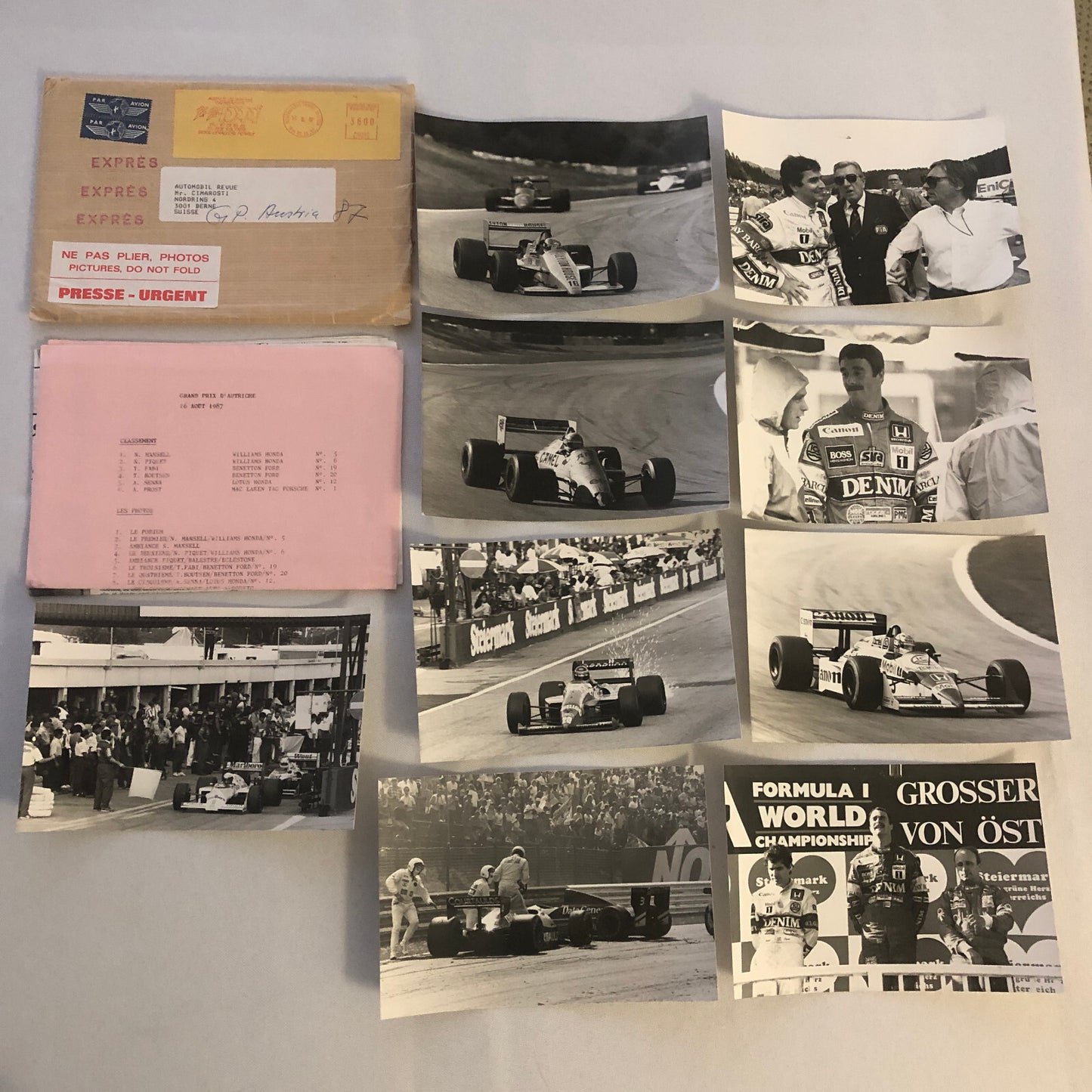 1987 Austrian Grand Prix Formula One Racing Photo Lot 9x Ayrton Senna Mansell +