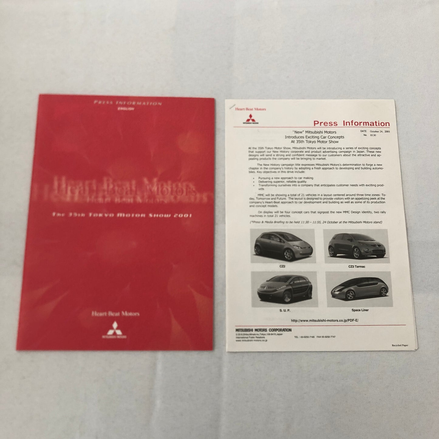 2001 Mitsubishi Concept Car Prototype Press Kit Tokyo Motor Show JDM CZ-3 SUP +