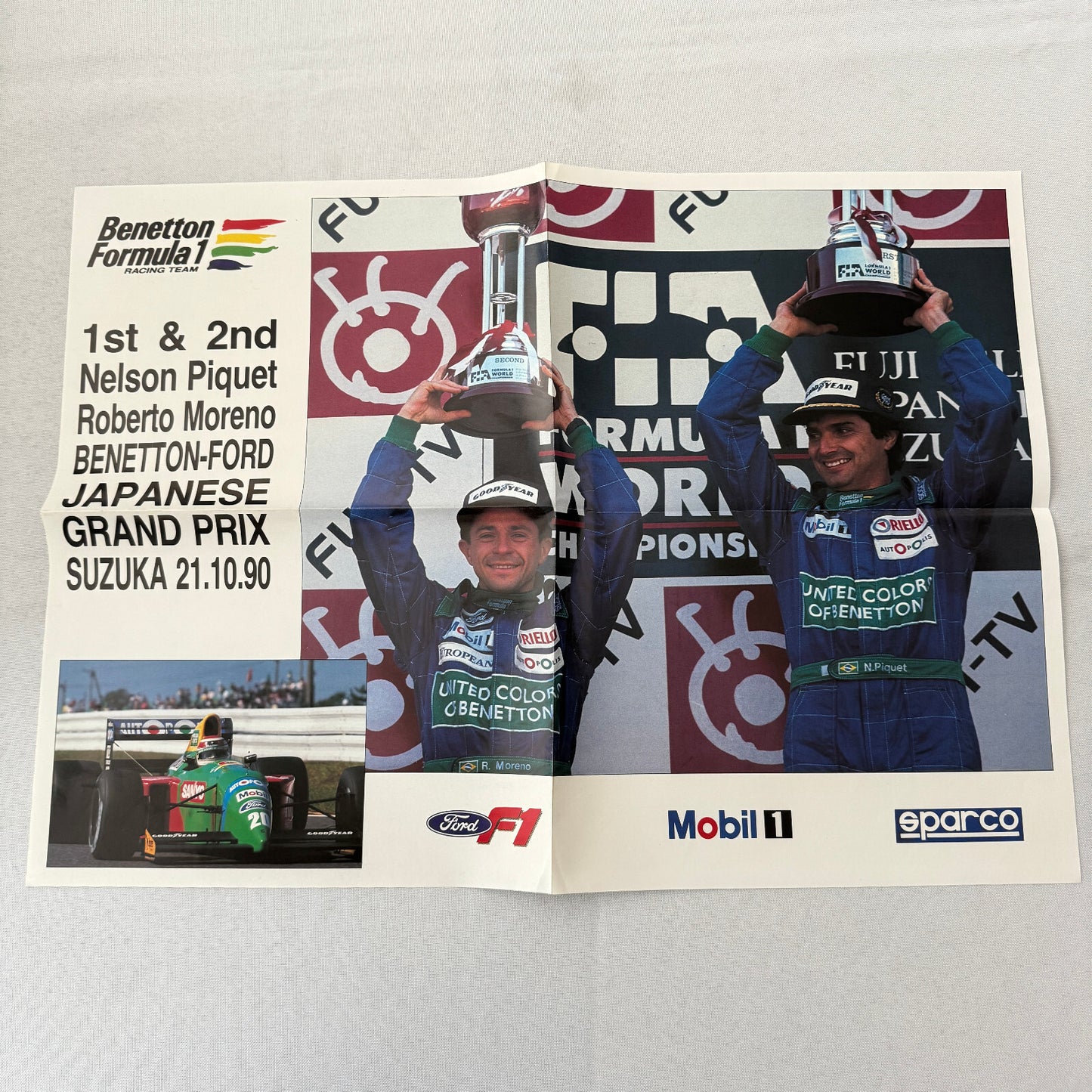 Nelson Piquet Roberto Moreno Benetton F1 Formula One Racing Poster 1990 Japan