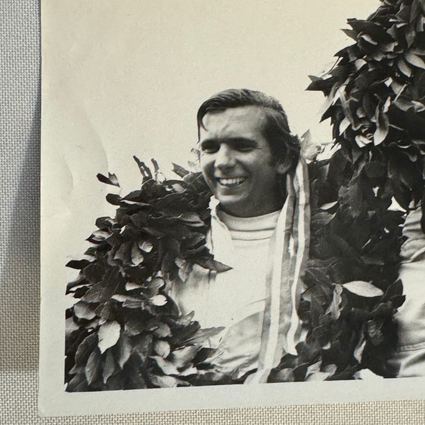 Vintage Racing Photograph Drivers on Victory Podium Race Photo