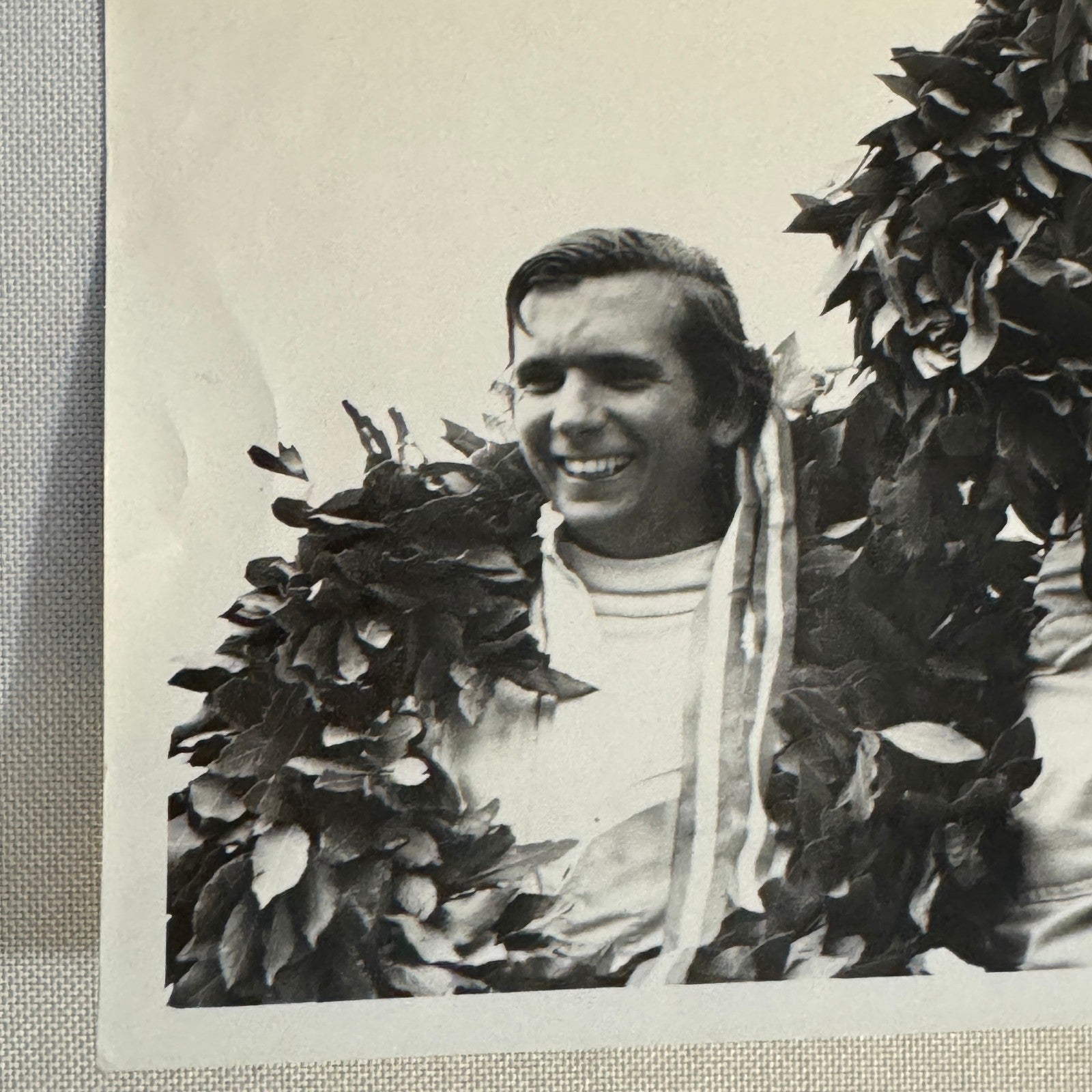 Vintage Racing Photograph Drivers on Victory Podium Race Photo