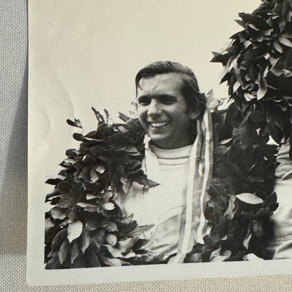 Vintage Racing Photograph Drivers on Victory Podium Race Photo