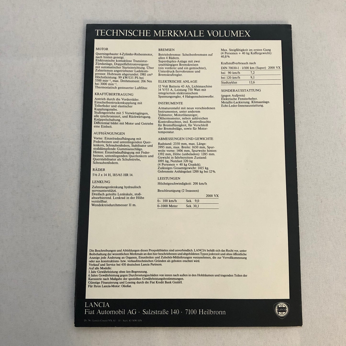 Lancia Beta Coupe Car Sales Brochure Catalog German Text