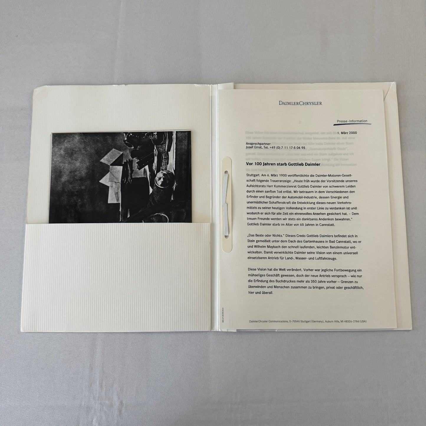 Mercedes Benz History Early Press Kit Gottlieb Daimler Photos GERMAN