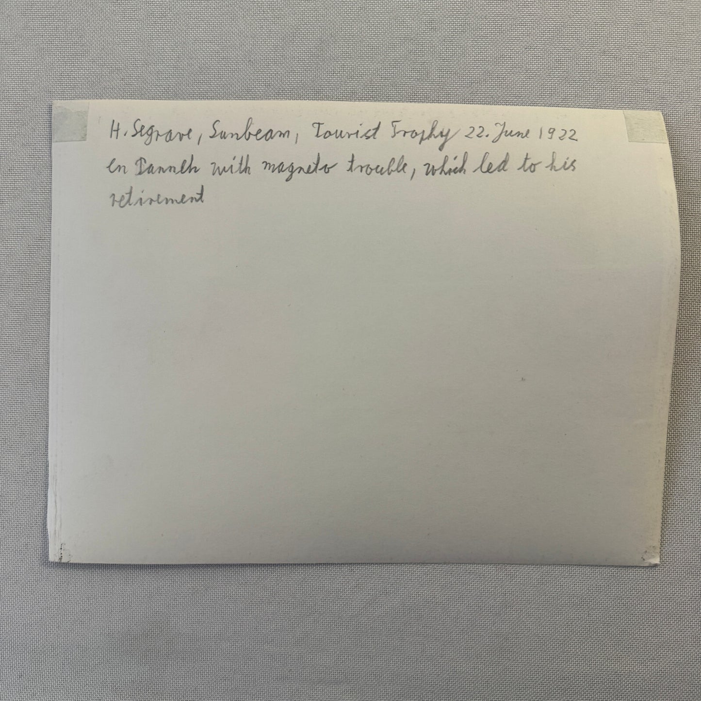 Henry Seagrave Sunbeam 1922 Tourist Trophy TT Race Racing Photo Photograph