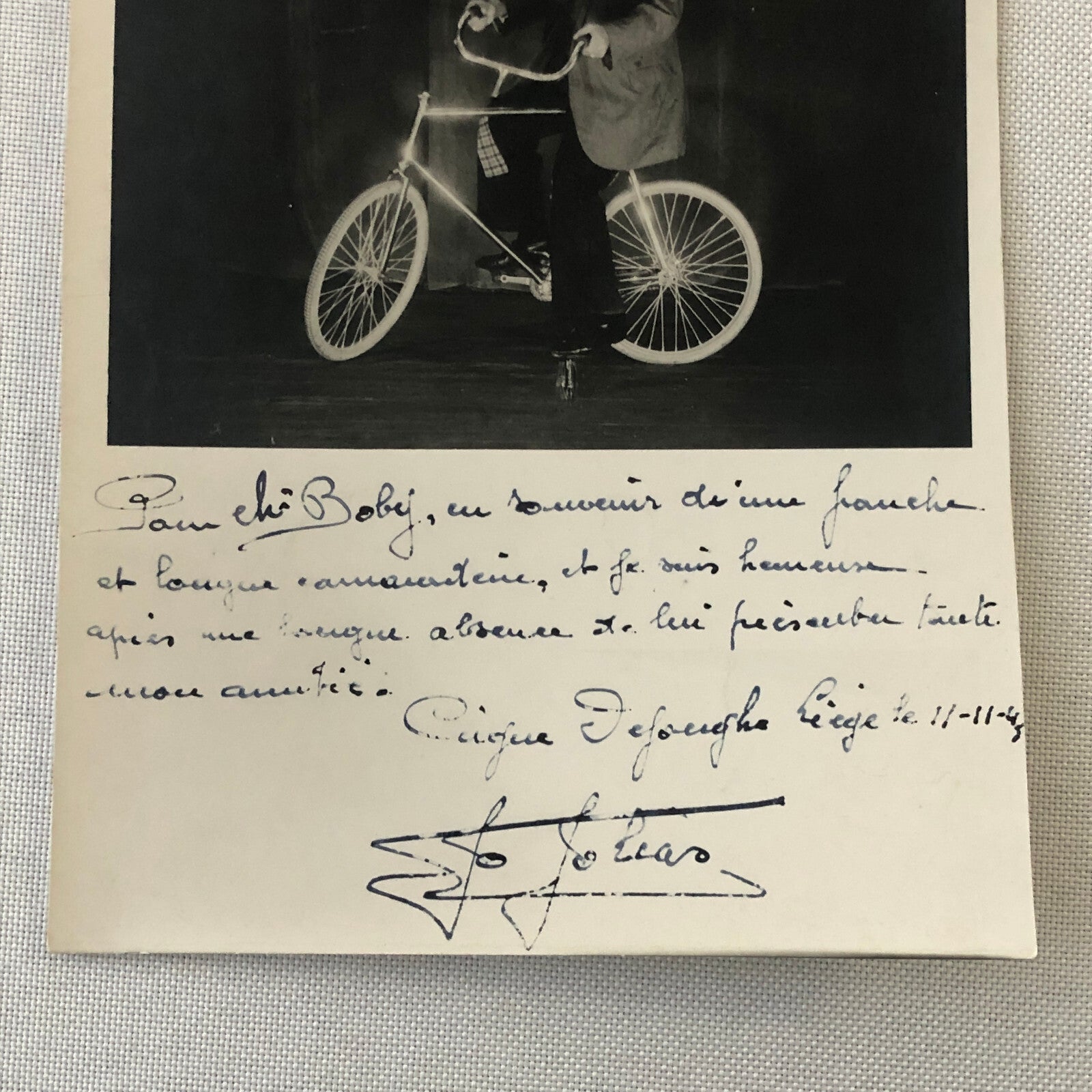 Circus Bicycle Performer Vintage Photo Photograph European Signed ?