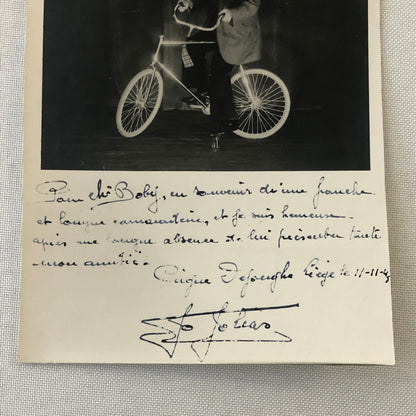 Circus Bicycle Performer Vintage Photo Photograph European Signed ?