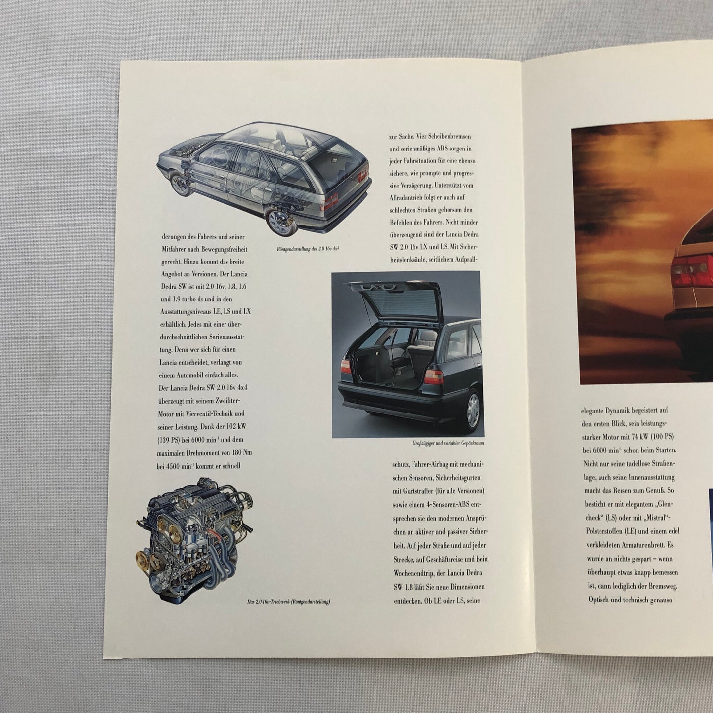 Lancia Dedra SW Station Wagon Car Sales Brochure Catalog Dedra German Text
