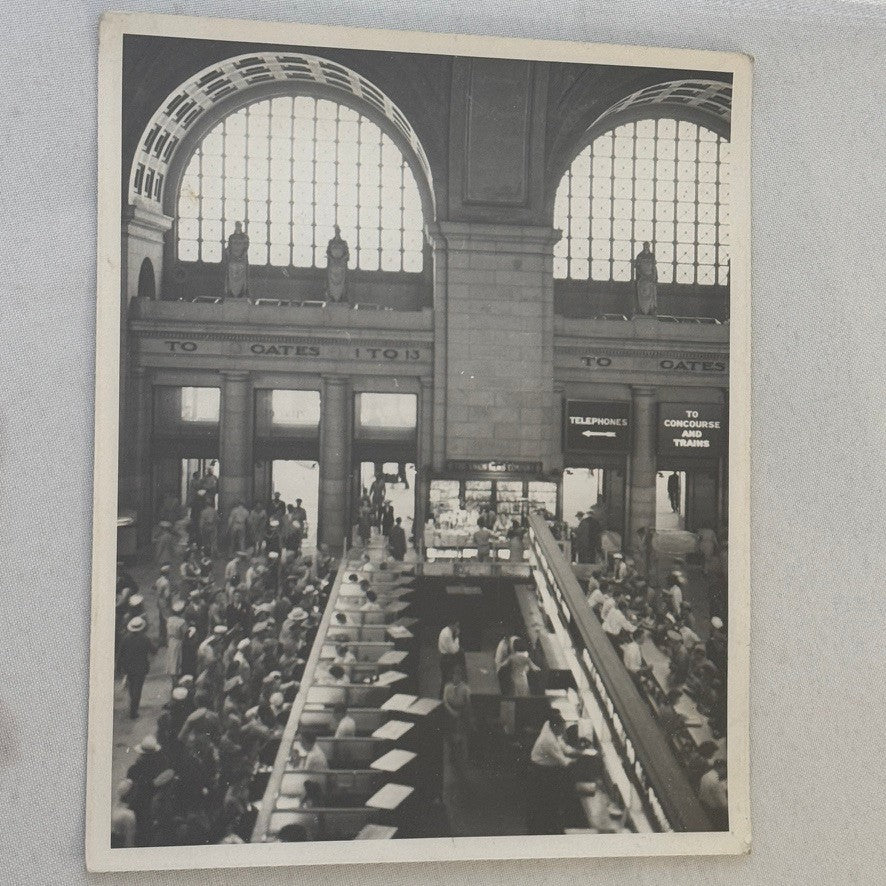 Vintage Railroad Station Photograph Washington DC Crowd Photo Train Station