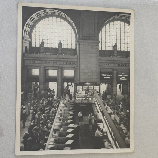 Vintage Railroad Station Photograph Washington DC Crowd Photo Train Station