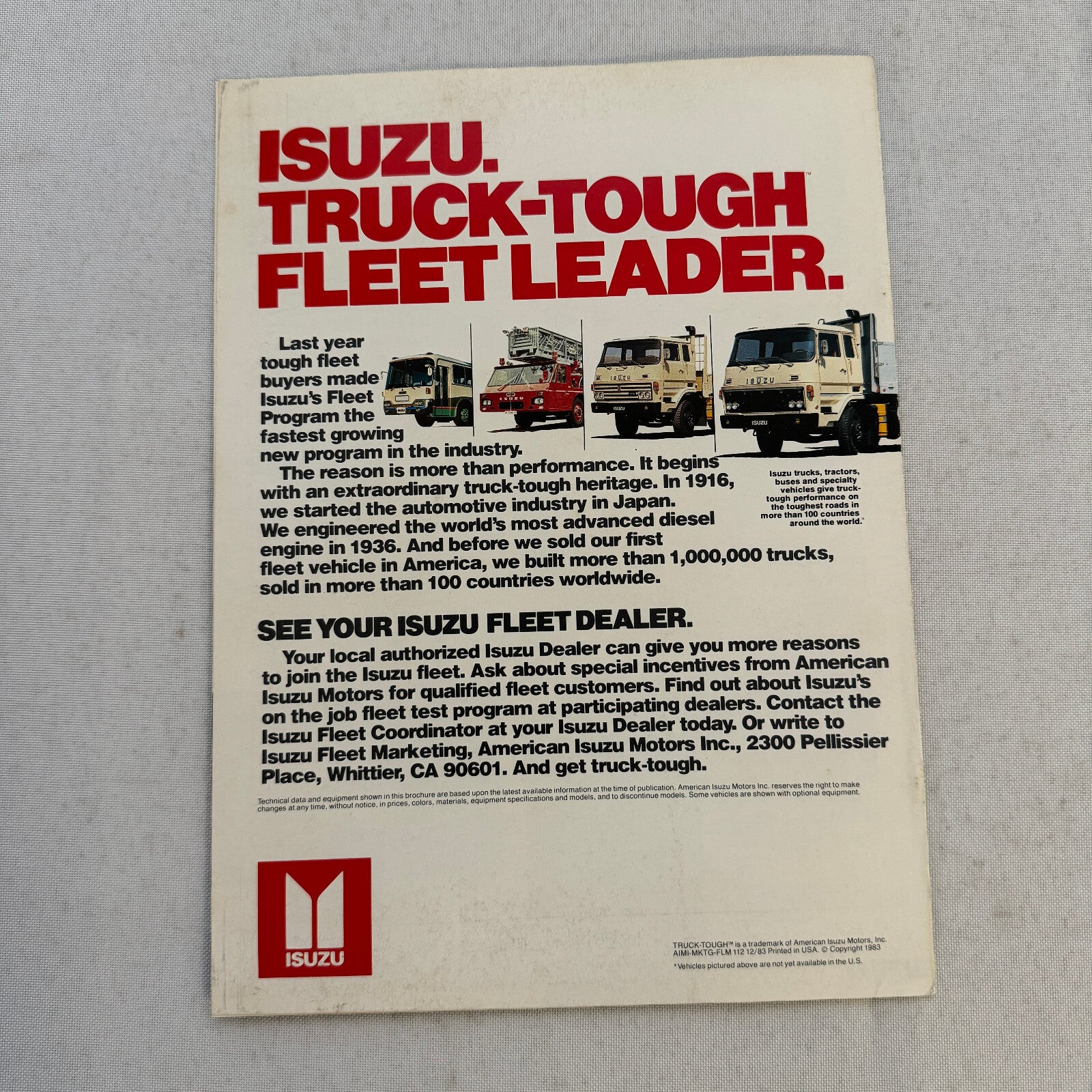1984 Isuzu Sales Brochure Catalog Trooper II I-Mark P'Up Pickup IMark I Mark Pup