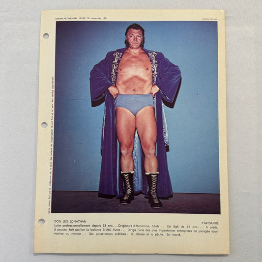 Vintage Wrestling Print Insert Edouard Carpentier Quebec French 1973