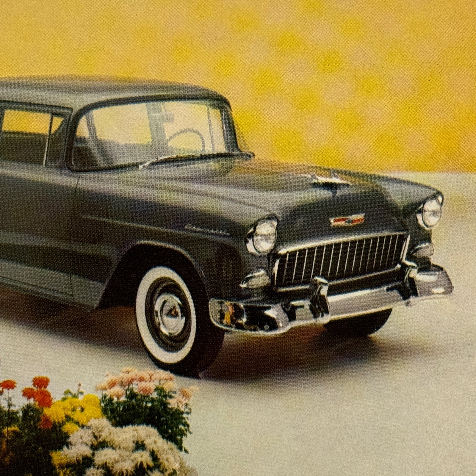 1955 Chevrolet One Fifty 4-Door Sedan Factory Advertising Postcard Vintage