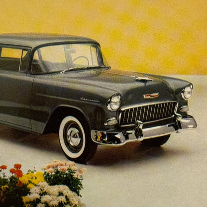 1955 Chevrolet One Fifty 4-Door Sedan Factory Advertising Postcard Vintage