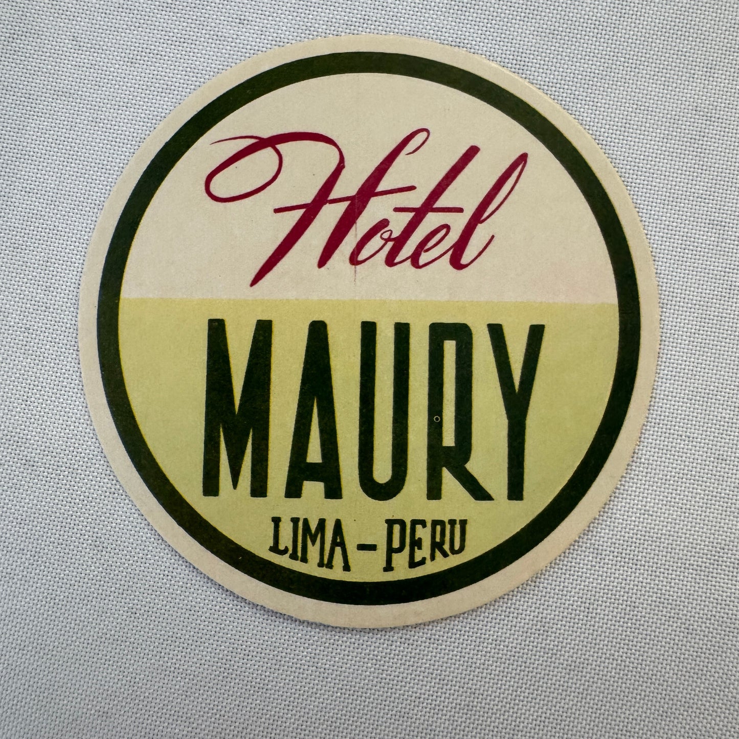 Vintage Hotel Travel Label Hotel Maury Lima Peru Peruvian
