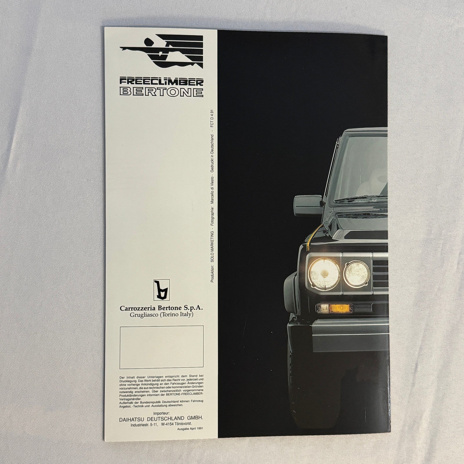 1991 Bertone Freeclimber SUV Sales Brochure BMW Bertone Free Climber GERMAN