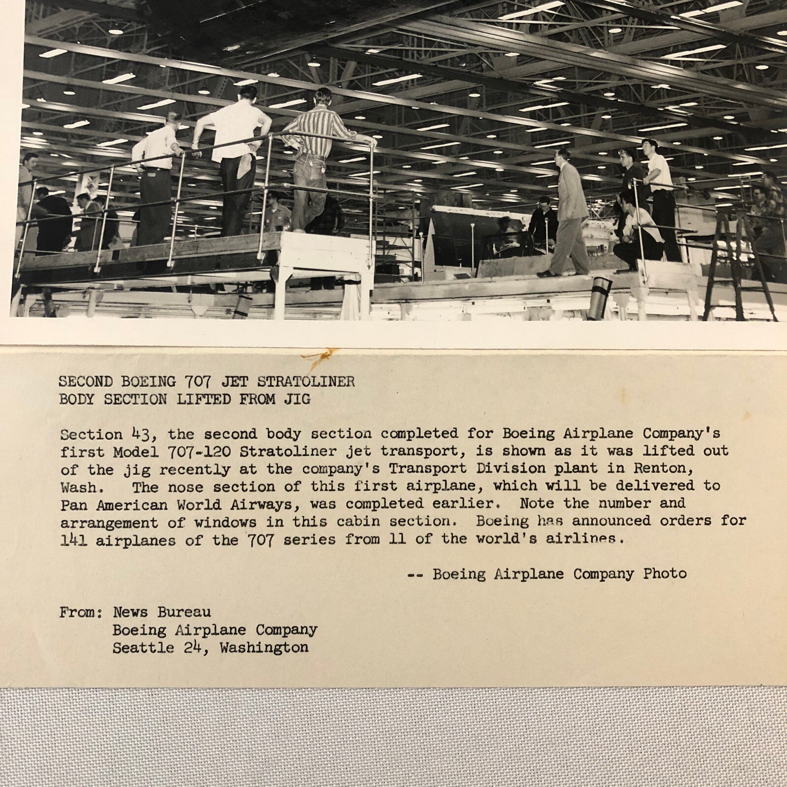 Vintage Boeing Airplane Company Factory Press Photo Model 707 - 120 Stratoliner 