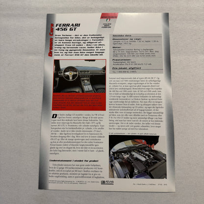 Ferrari 456GT Dream Cars Mini Poster Card Brochure Ferrari 456 GT European