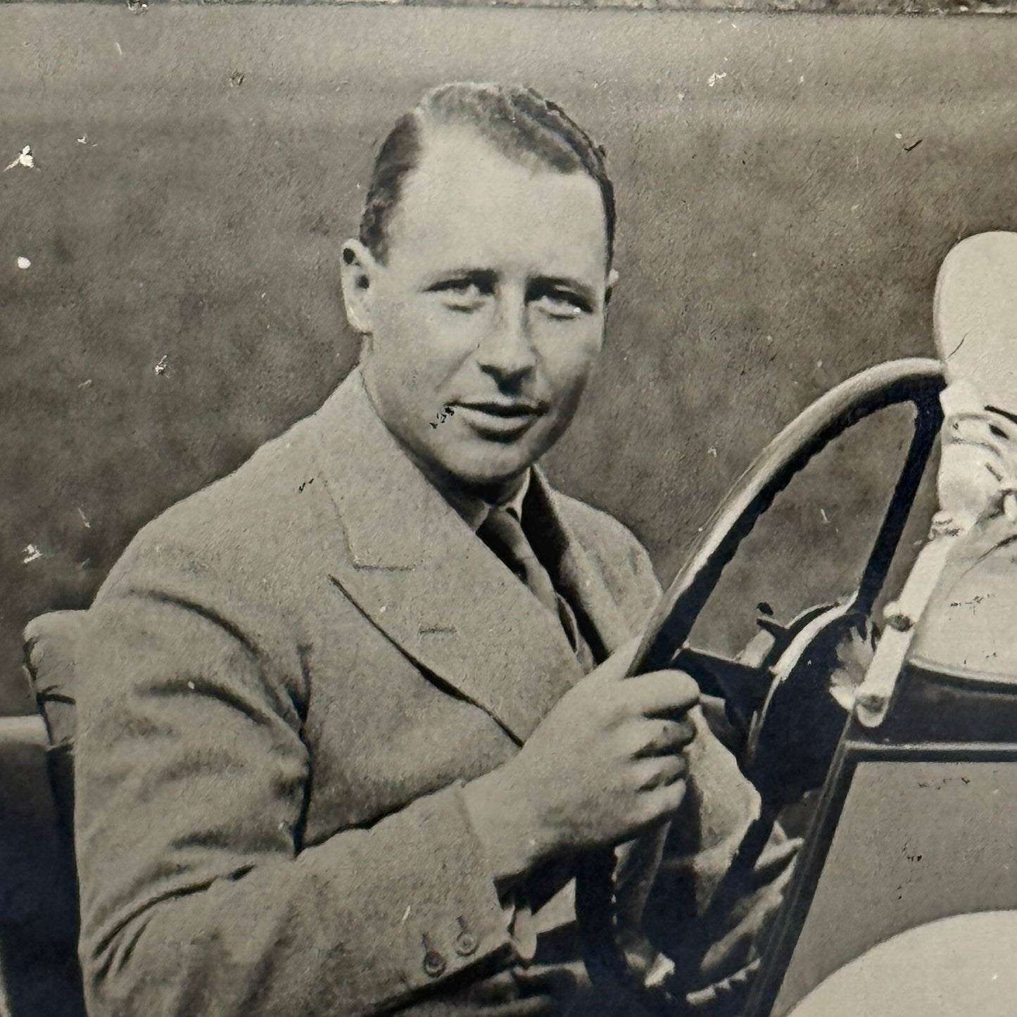 Vintage Photograph Photo Man in Antique Racing Car Automobile Race 1929
