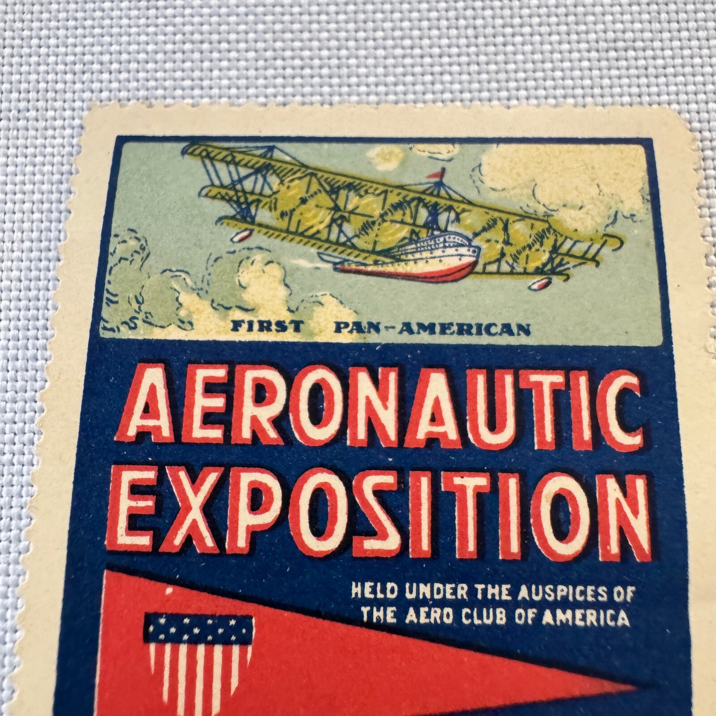 Aeronautic Exposition Aero Club of America 1917 Vintage Stamp Aircraft Aviation