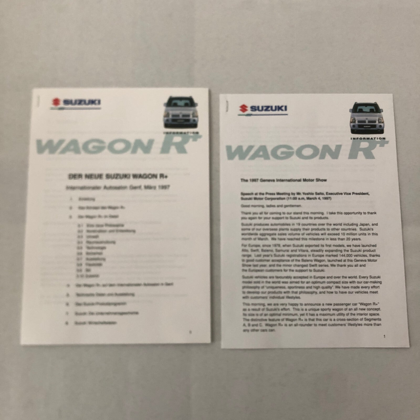 1997 Suzuki Wagon R Press Kit German Brochure Diskette 35mm Slides Photos