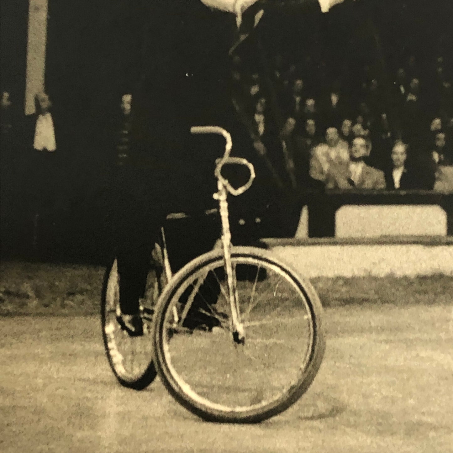 Circus Performer Bicycle Balancing Act Vintage Photo Photograph 1952