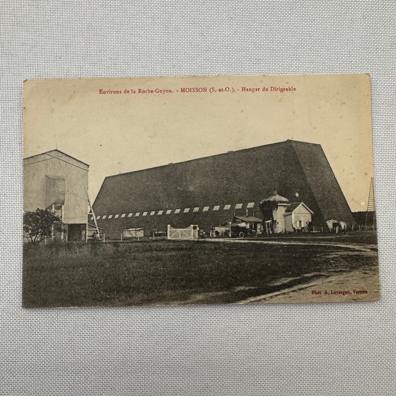 Vintage Zeppelin Airship Dirigible Hangar Building Postcard Post Card French