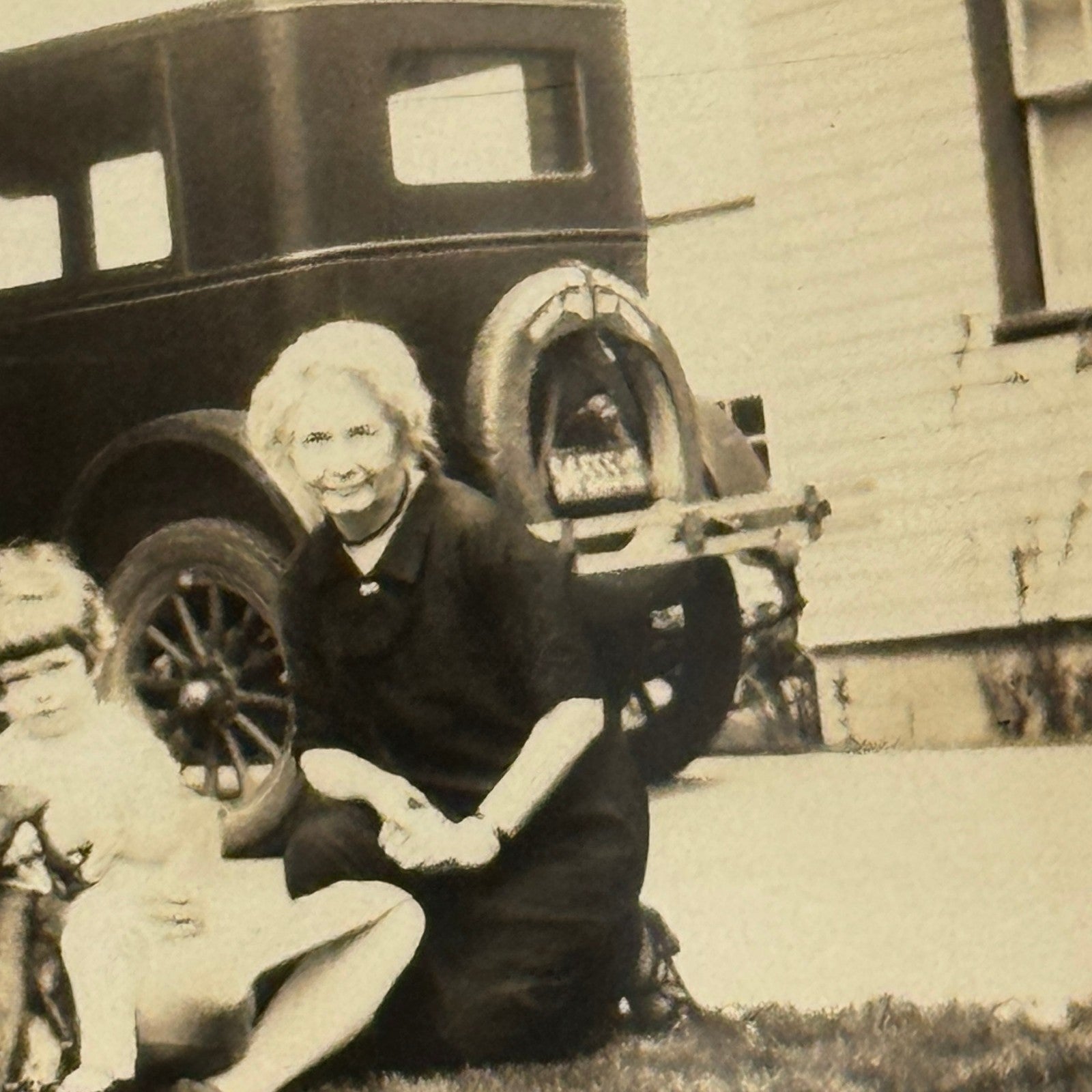 Vintage Automobile Photo Photograph Print Snapshot Women with Car
