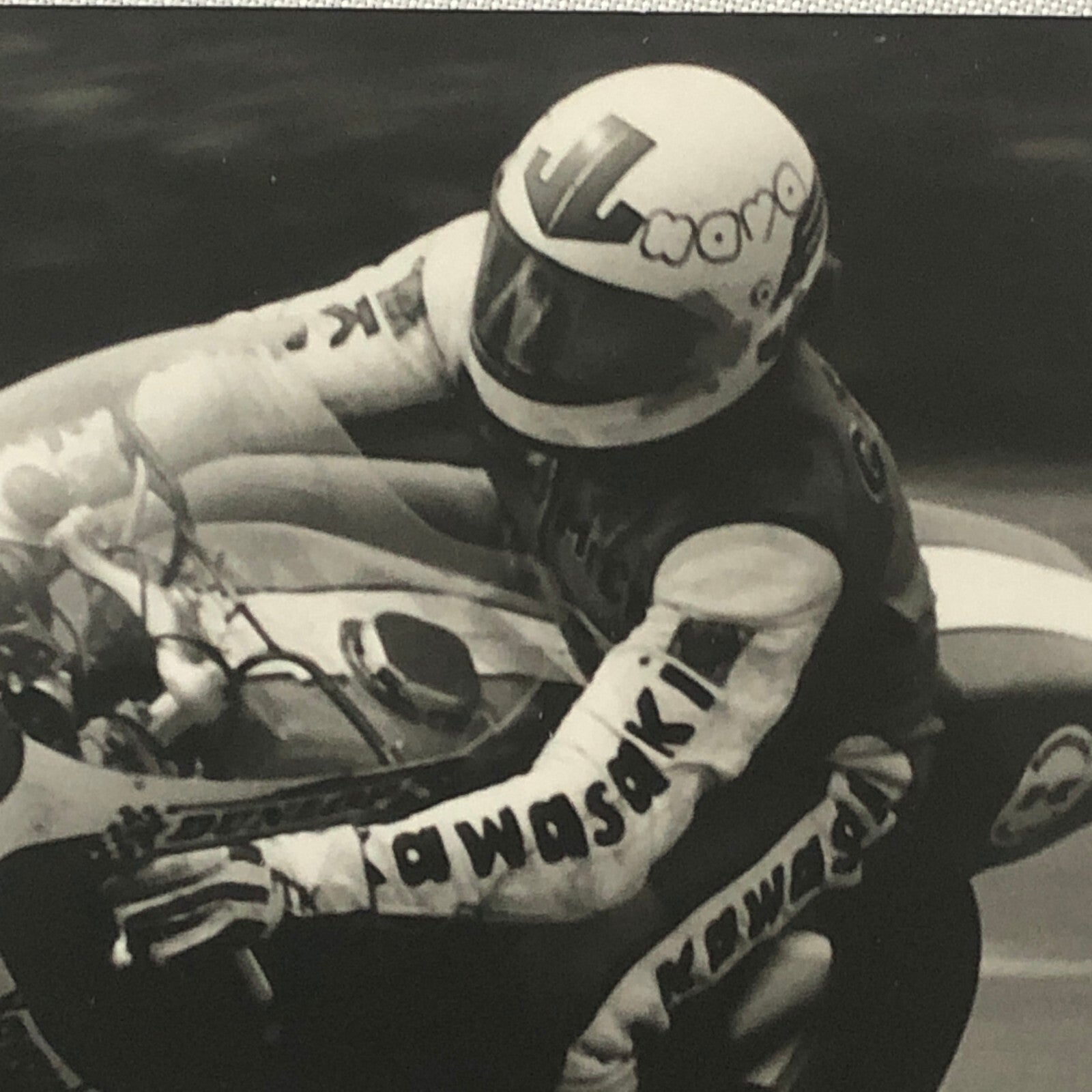 Vintage Motorcycle Racing Photo photograph Germany Kawasaki Rider