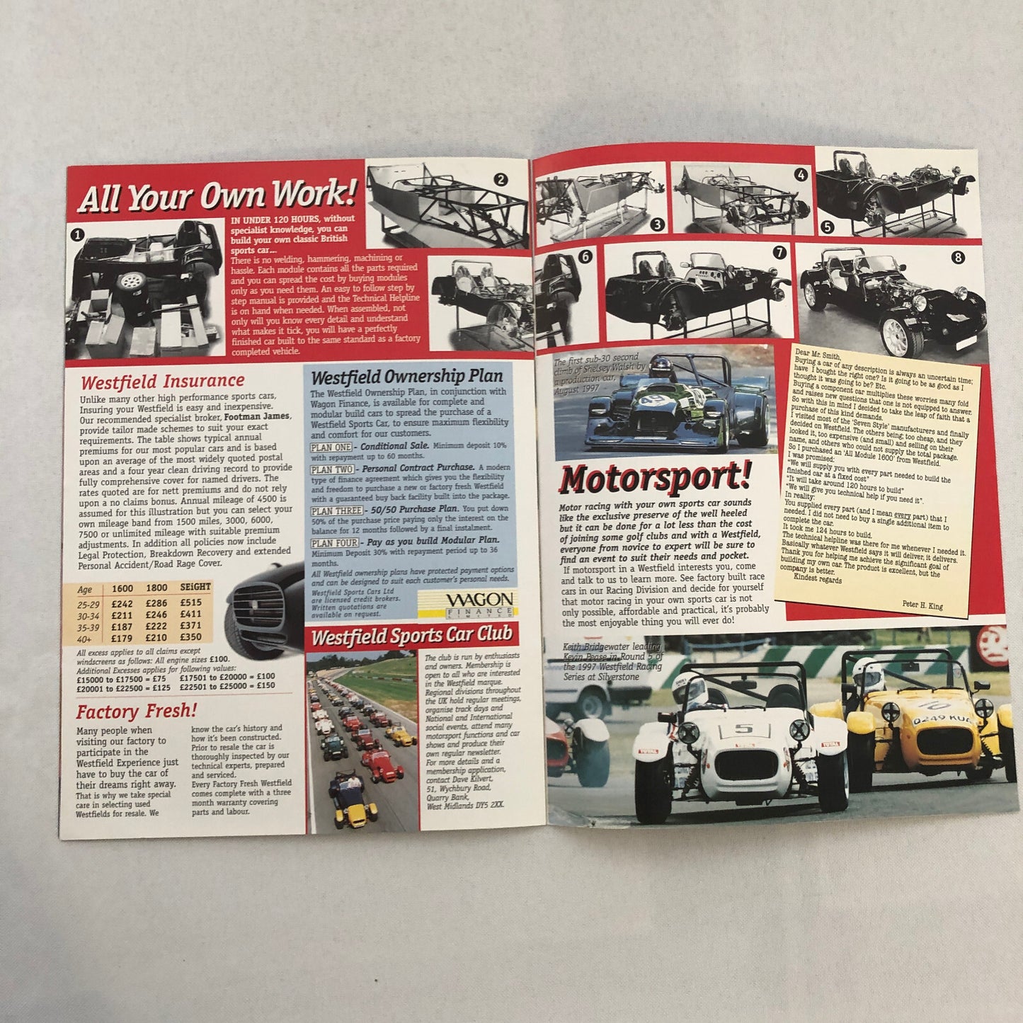 Westfield Kit Car Sports Cars Sales Brochure Catalog 1600 1800 SEiGHT