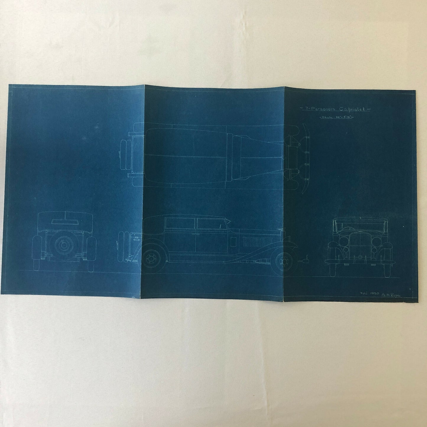 1930 Coachbuilder Car Design Blueprint Rendering Blue Print Cabriolet Body Style