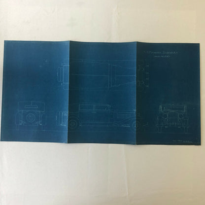 1930 Coachbuilder Car Design Blueprint Rendering Blue Print Cabriolet Body Style