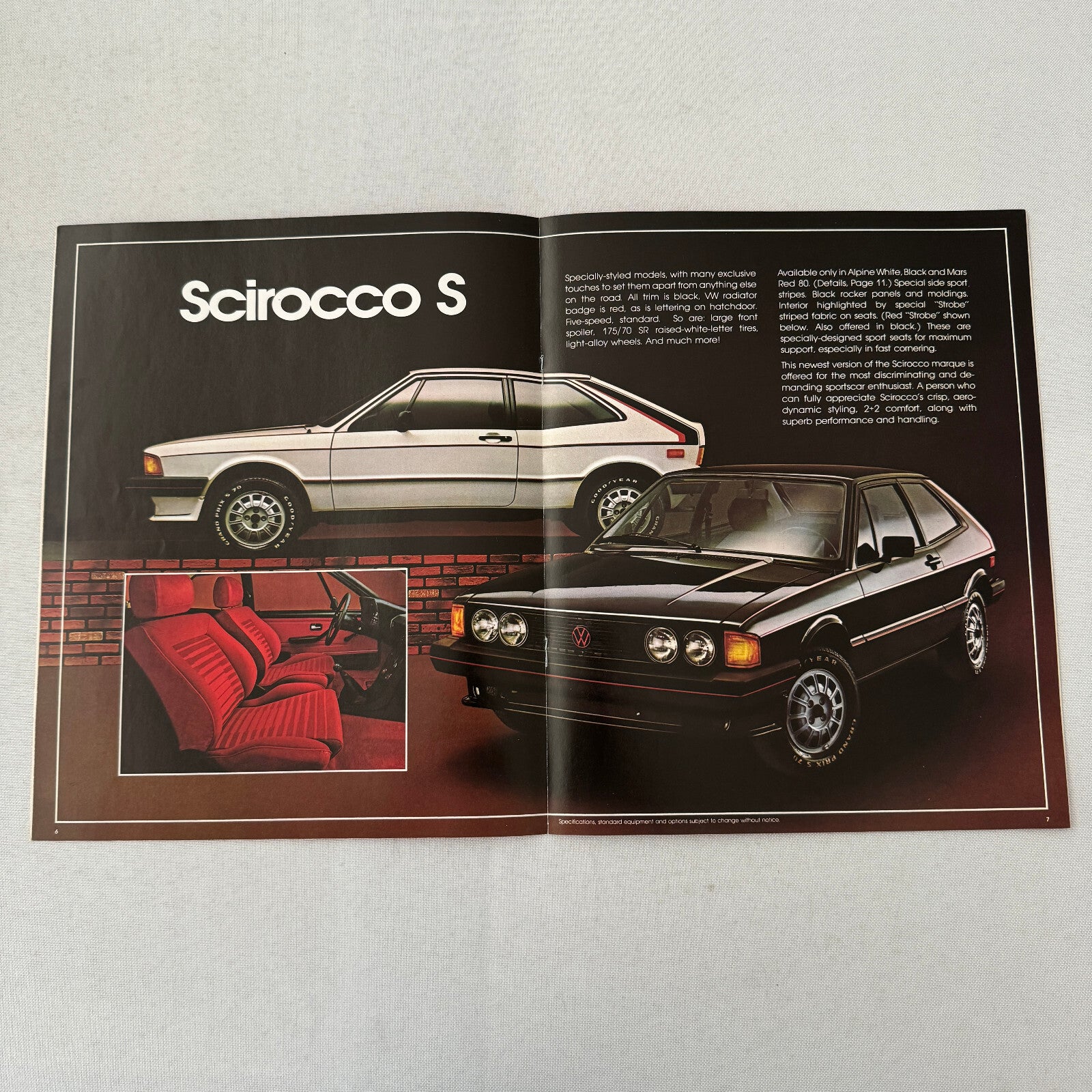 1980 Volkswagen VW Scirocco Car Sales Brochure Catalog Advertising