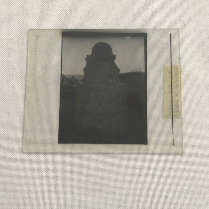 Antique Glass Plate Lantern Slide Photo 1776 Grave with Skull Skeleton Creepy