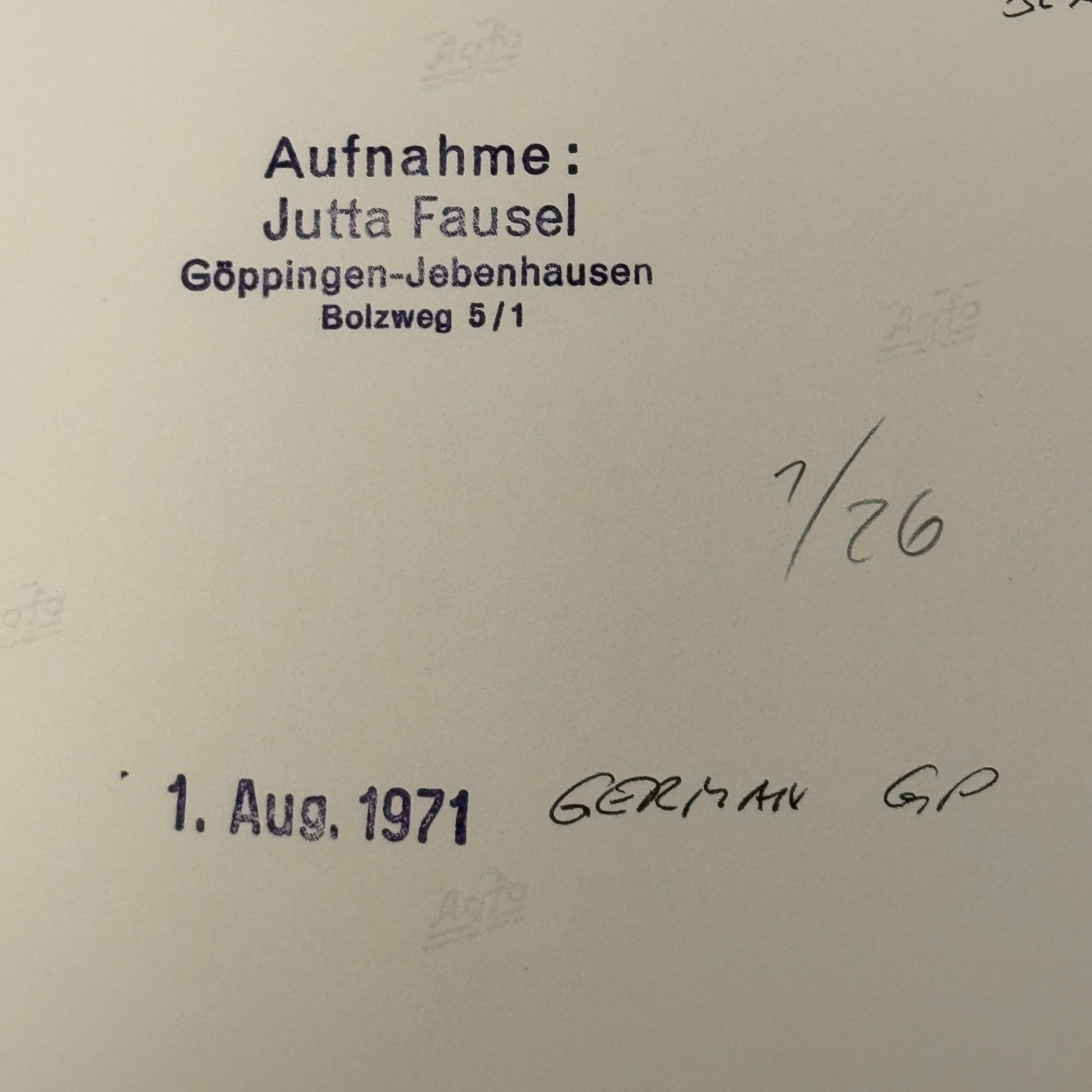 Vintage Racing Photo 1971 German Grand Prix Henri Pescarolo Bernard Cahier