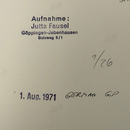 Vintage Racing Photo 1971 German Grand Prix Henri Pescarolo Bernard Cahier