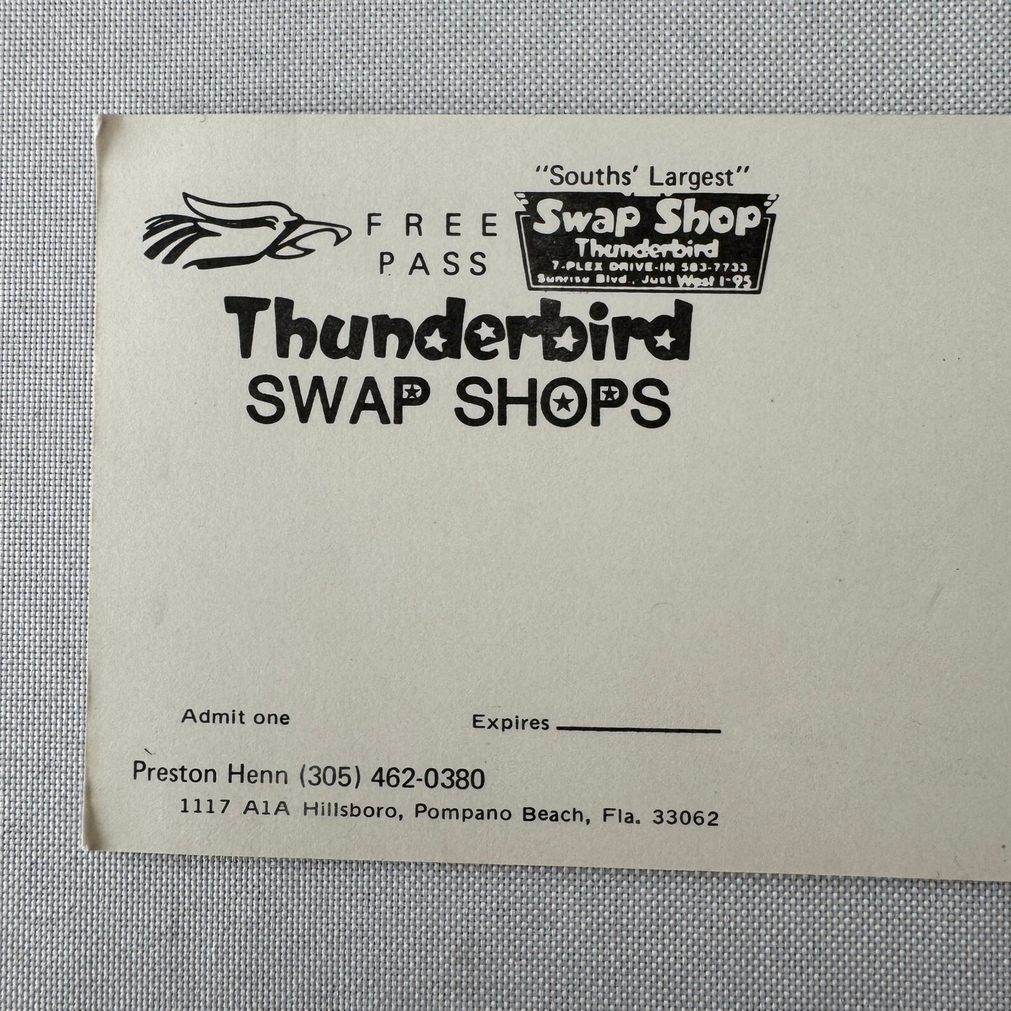 Thunderbird Racing Swap Shop Postcard Post Card Vintage