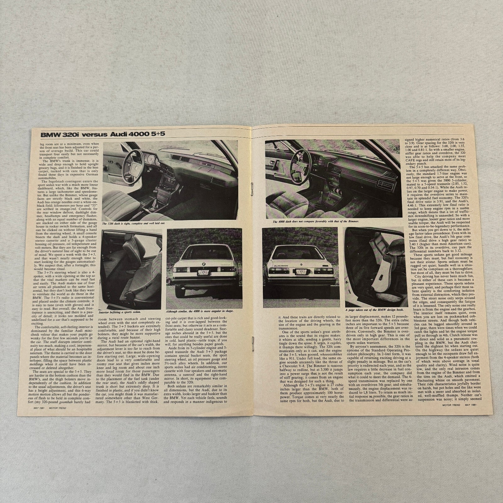 1981 Audi 4000 Car Sales Brochure Road Test Delorean BMW 320i Motor Trend