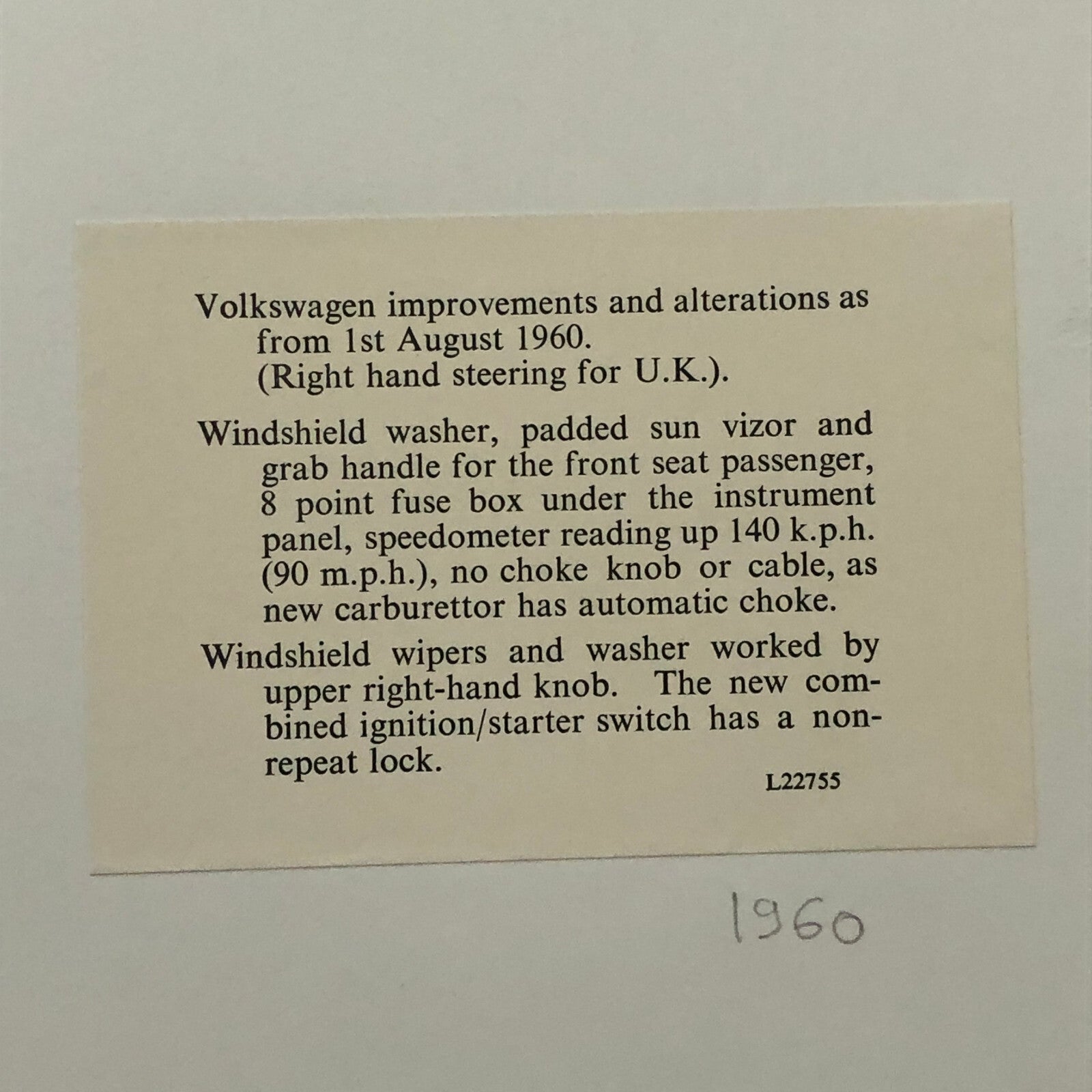 Volkswagen VW Beetle Factory Press Photo Photograph Print