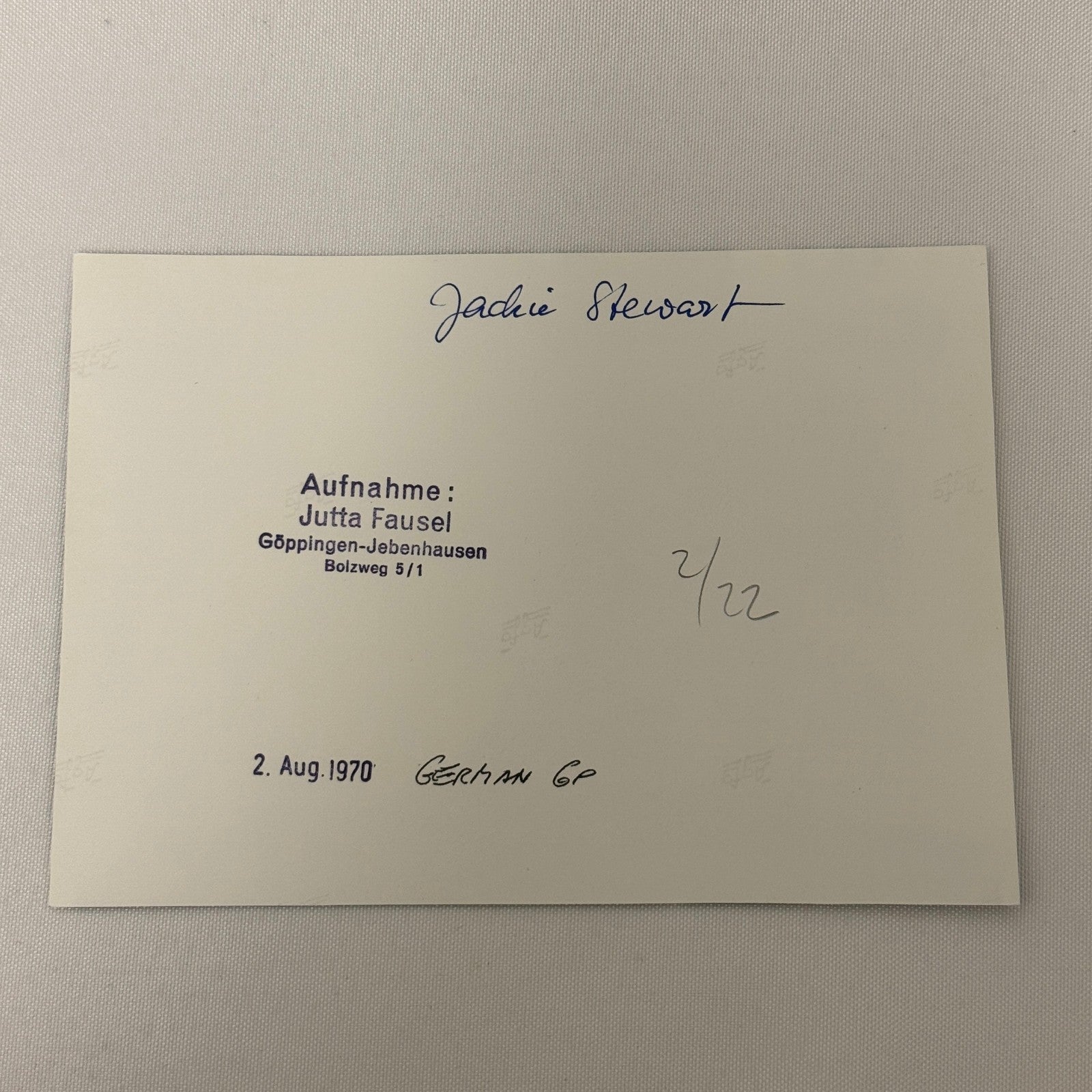 Vintage Racing Photo 1970 German Grand Prix Driver Jackie Stewart Motorsport