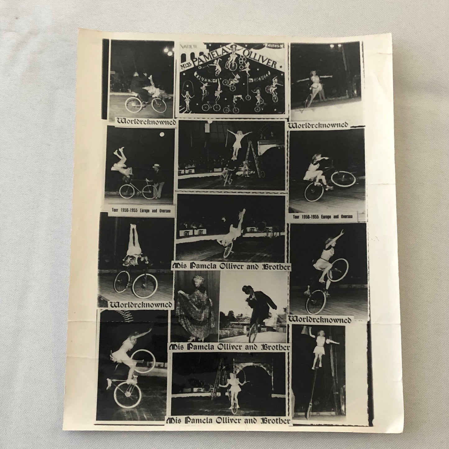 Circus Bicycle Act Performer Photo Photograph Miss Pamela Olliver Vintage