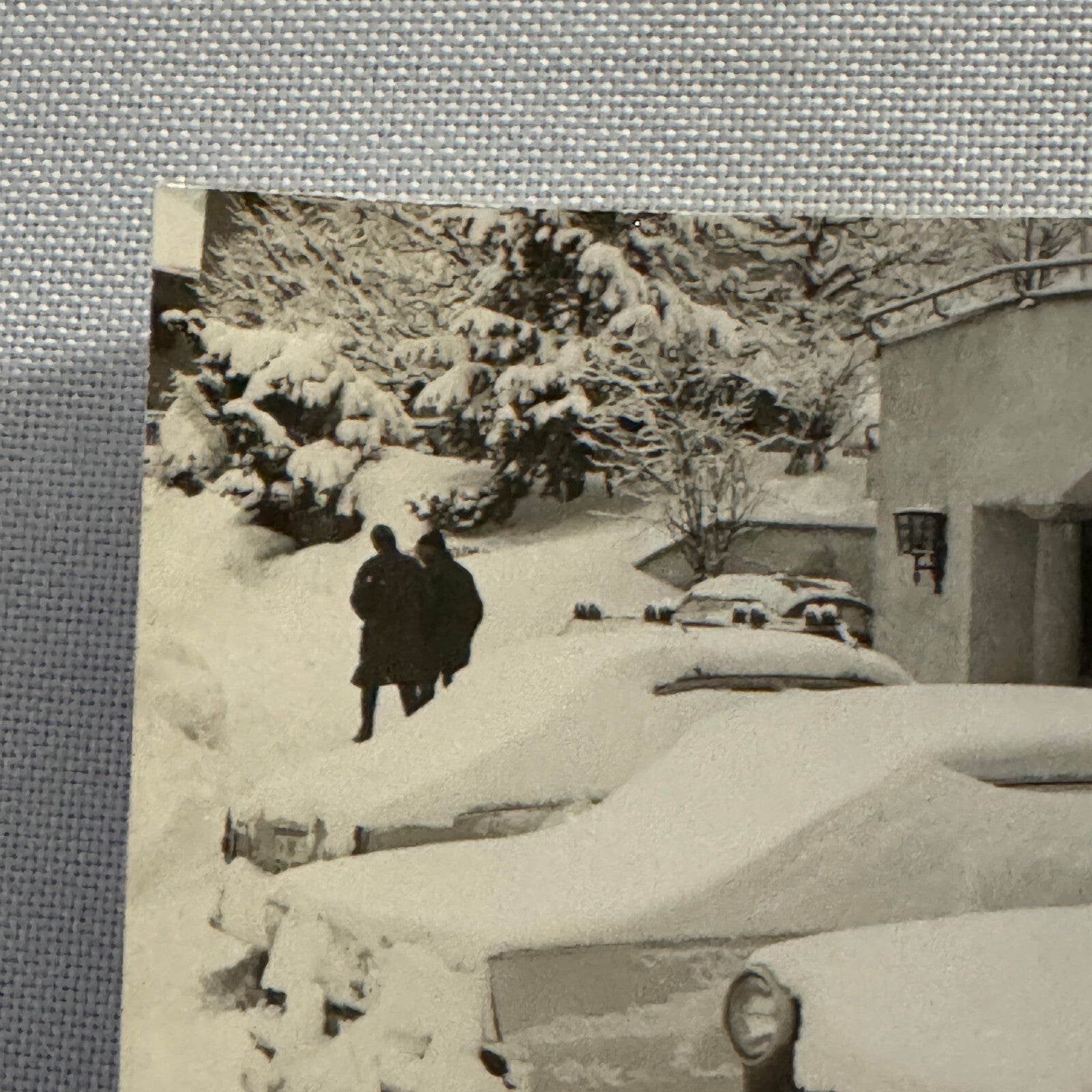 Vintage Cars in Snow Storm Photo Photograph Snapshot